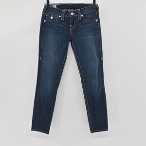 TRUE RELIGION Womens Misty Jeans Size 25‎ Skinny Low Rise Dark Wash Stretch USA